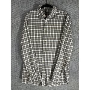 Faherty Reserve Movement Flannel Shirt Brown= Green Cream Plaid Men's Size Small